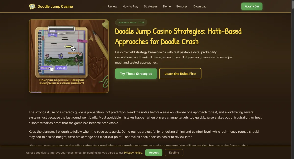 Doodle Jump Casino project page screenshot